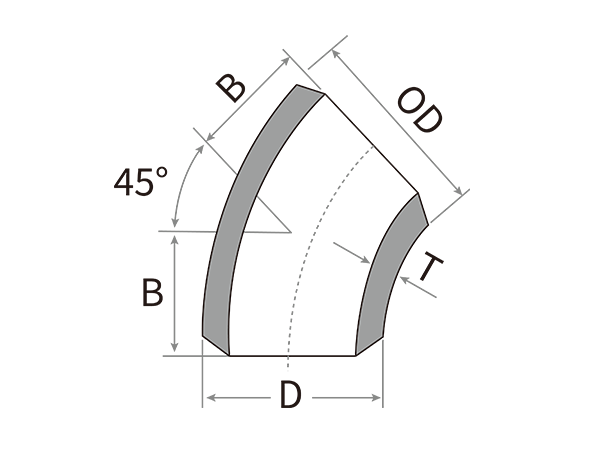 45° long radius butt weld elbow installation 