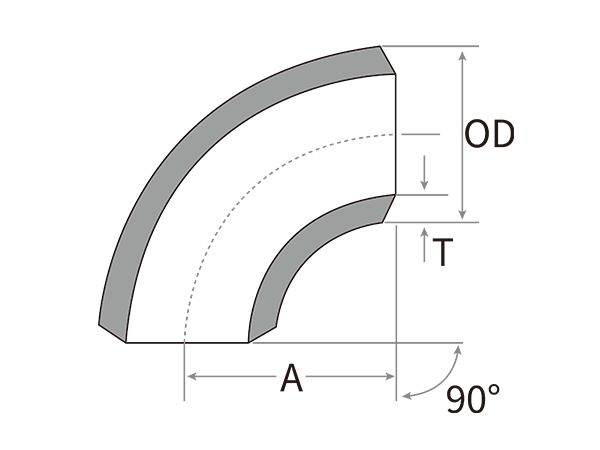 90° long radius butt weld elbow installation