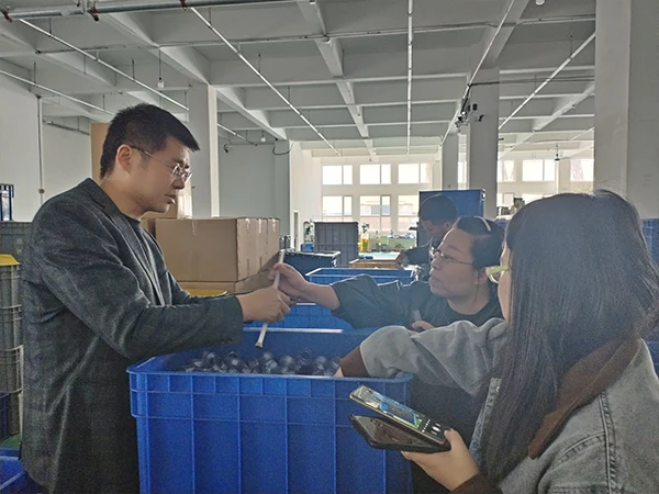The technician is explaining the accessories of the dosing pump in detail to the salesperson.