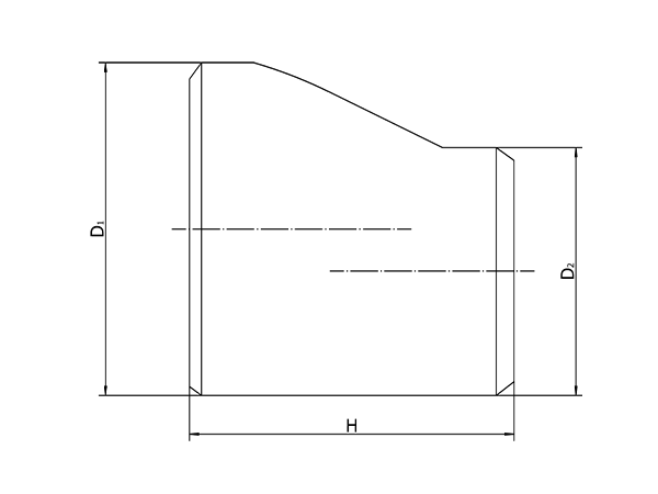 Installation dimension drawing of eccentric butt weld reducer