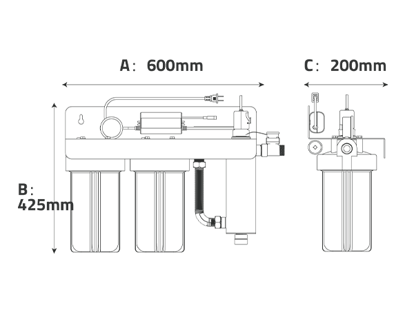 EPS-103 whole house UV system dimensions