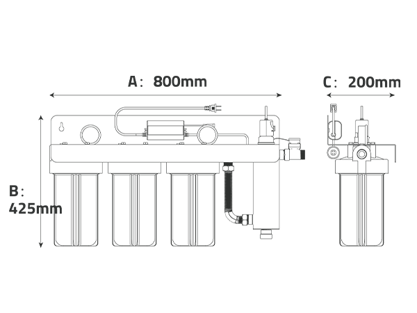 EPS-103 whole house UV system dimensions