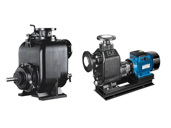 2 different types of non-clogging self-priming sewage pumps
