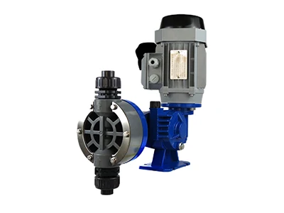 A GX Series Snowate mechanical diagram metering pump positioned at an angle
