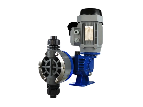 A GX Series Snowate mechanical diagram metering pump positioned at an angle