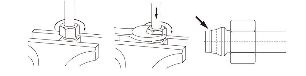 Steps of hydraulic fittings assembly