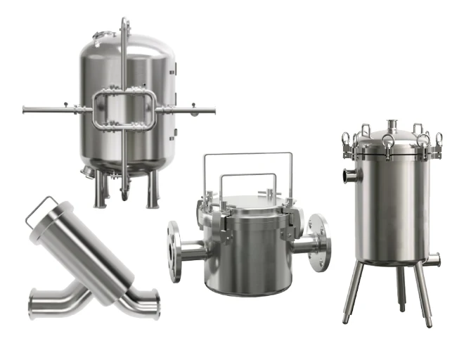 4 different types of industrial pipe filter housings