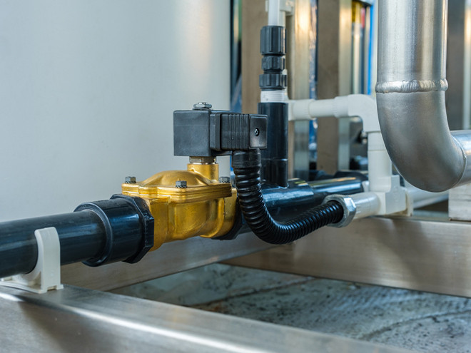 A solenoid valve installed on a pipeline