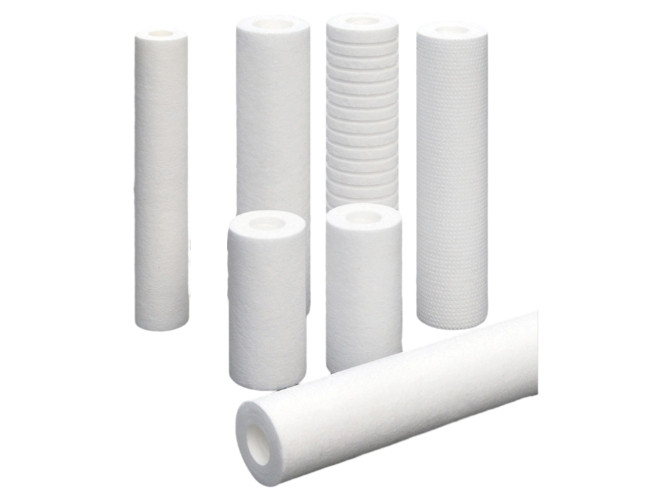 Several melt blown filter cartridges.