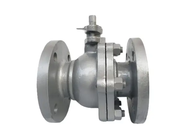 A ANSI metal ball valve placed in a forward position
