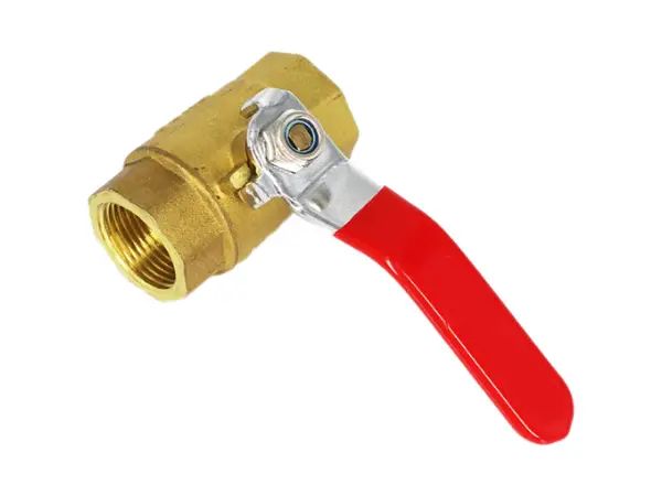 An inclined brass ball valve
