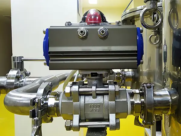 Installed metal ball valve