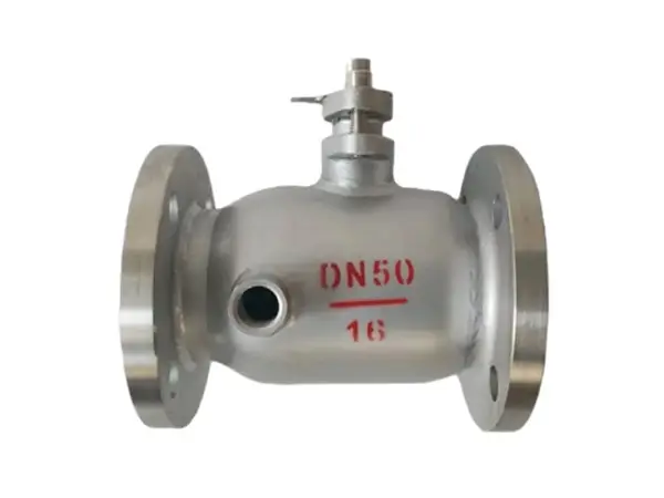 An insulated metal ball valve placed in a forward position