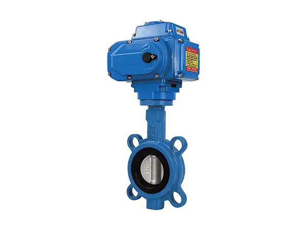 An inclined electric metal butterfly valve