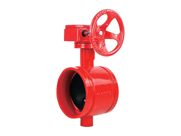An inclined grooved metal butterfly valve