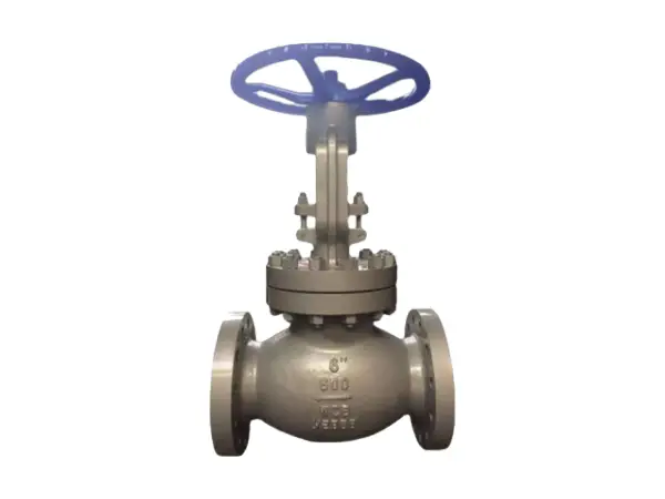 A ANSI metal globe valve placed in a forward position