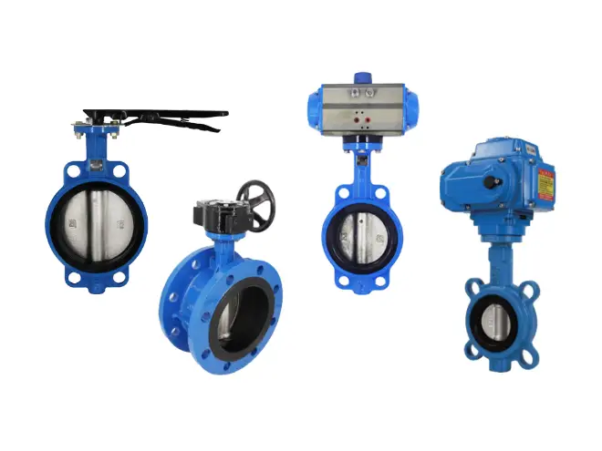 4 different types of metal butterfly valves