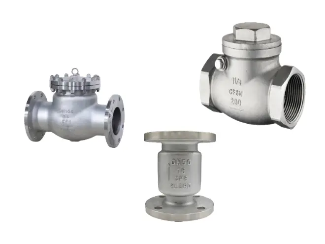 3 different types of metal check valves