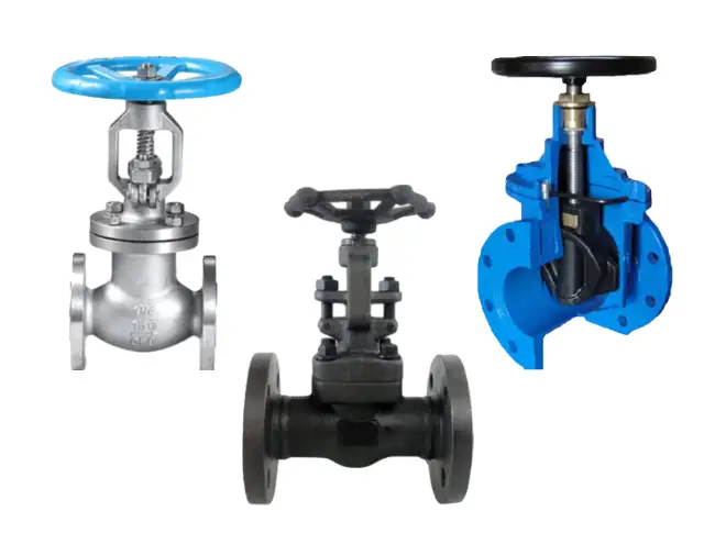 3 different materials of metal gate valves