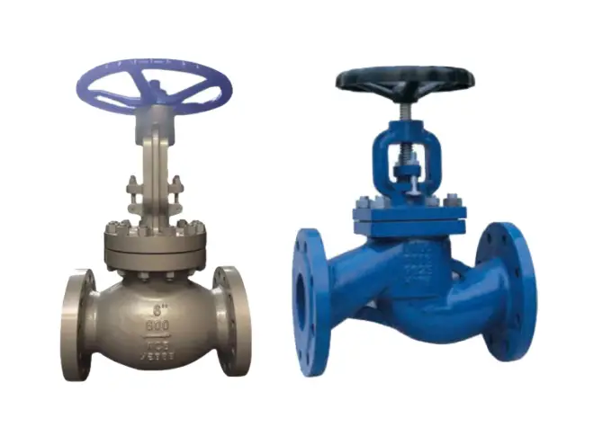 Two different materials and types of metal globe valves