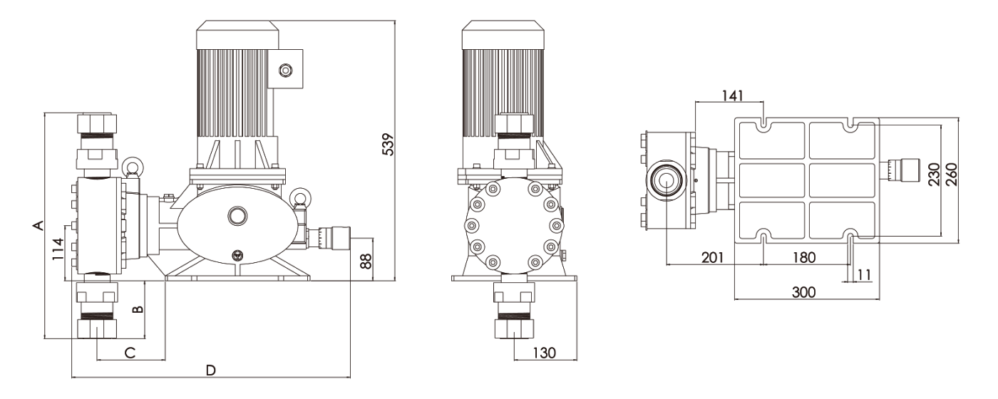 ND2000 mechanical motor dosing pump installation dimensional drawing