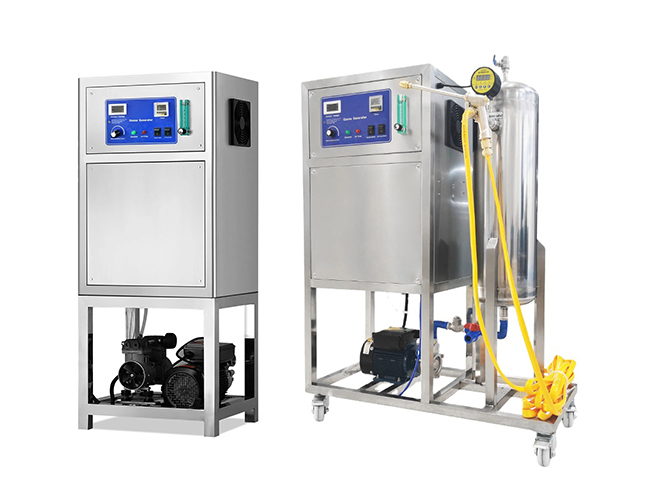 Ozone generator for water treatment with mixing pump and mixing tank