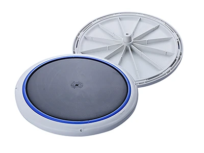 Front and back of A PIK300 plate bubble diffuser