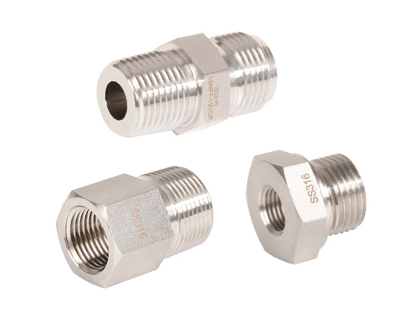 Various types of straight pipe fittings