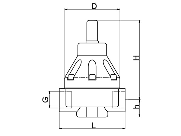 A dimension drawing of 186-B type safety valve / back pressure valve.
