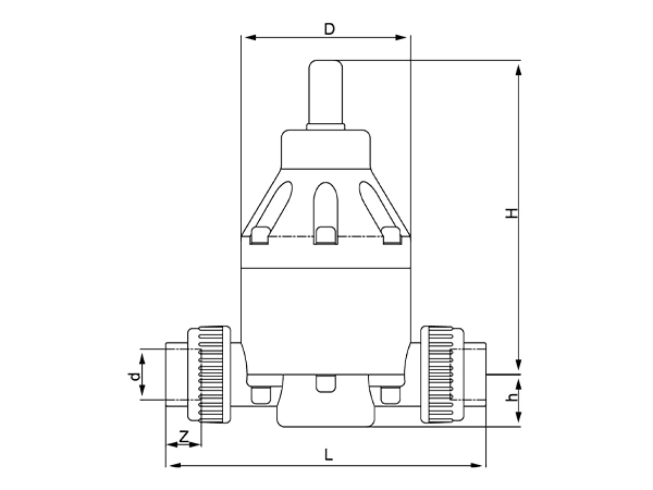 A dimension drawing of 186 type safety valve / back pressure valve.