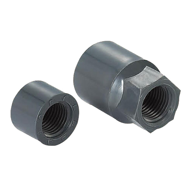 Plastic meter connector on white background.
