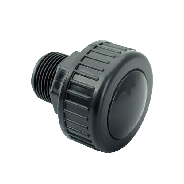 Plastic union plug on white background.