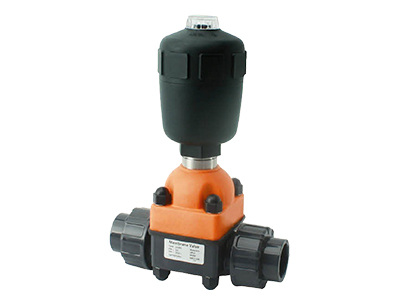 A pneumatic type diaphragm valve on white background.