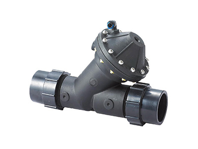 A pneumatic type diaphragm valve on white background.