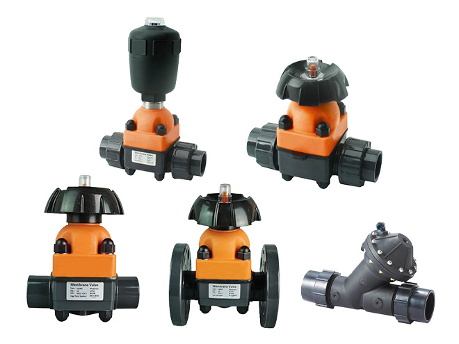Four different types of diaphragm valves.
