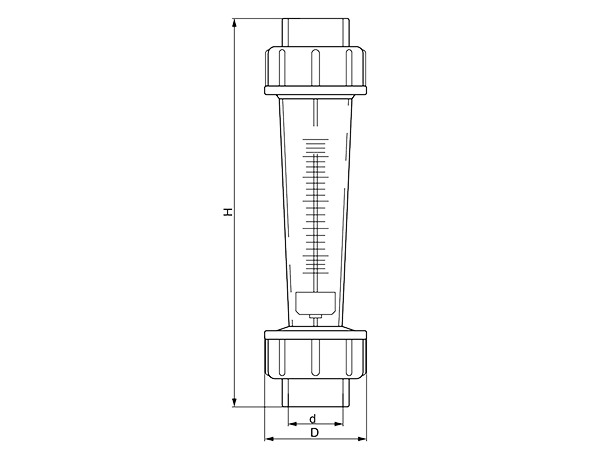 A dimension drawing of float flowmeter.