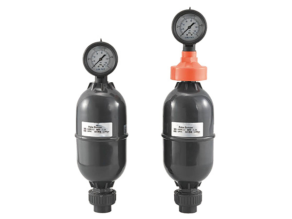 Several different specifications of SWMK air pulse damper on white background.