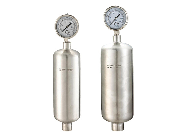 Several different specifications of SWMK-B air pulse damper on white background.