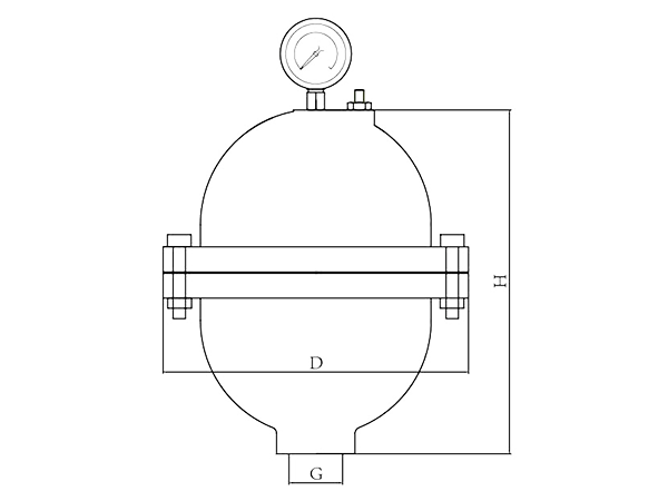A dimension drawing of SWMQ Airbag pulse damper.