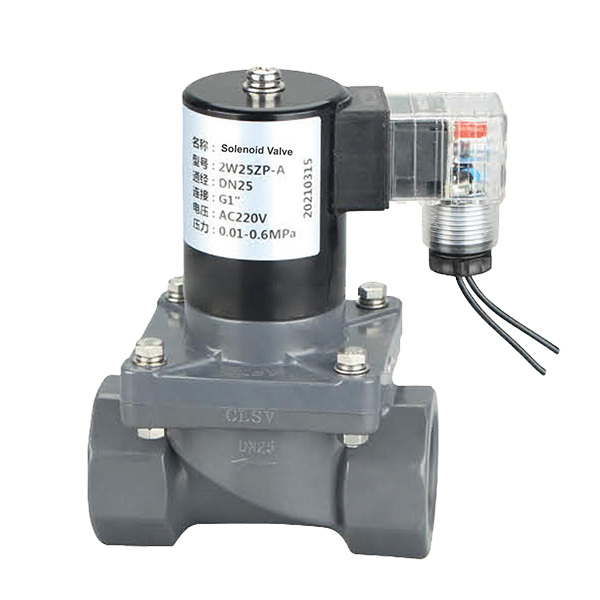 A solenoid valve on white background.