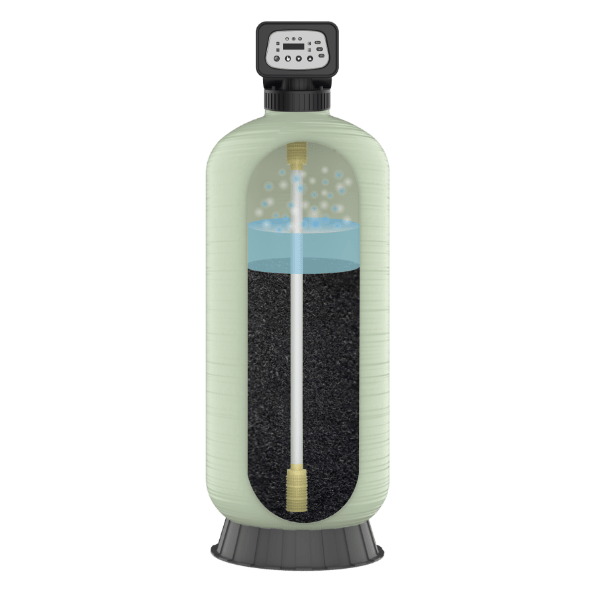 Um conjunto de sistema de filtro de carbono de tratamento de água.