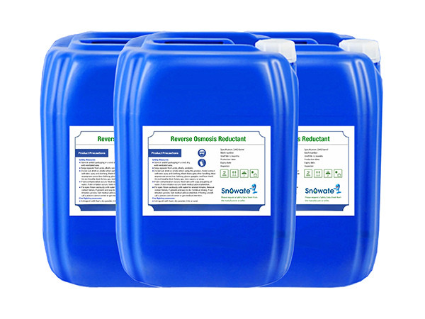 Three buckets of reverse osmosis reductant on a white background