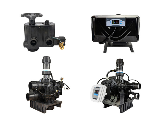 Four different types of runxin floating bed control valves on white background.