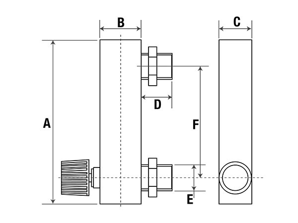 Annotated outline diagram of LZT-6T series panel-type flow meter.