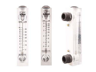 Three SF LZT-series panel-type flow meters at different angles