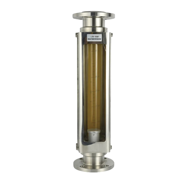 A SR LZB-BF stainless steel corrosion resistant series glass tube rotameter.
