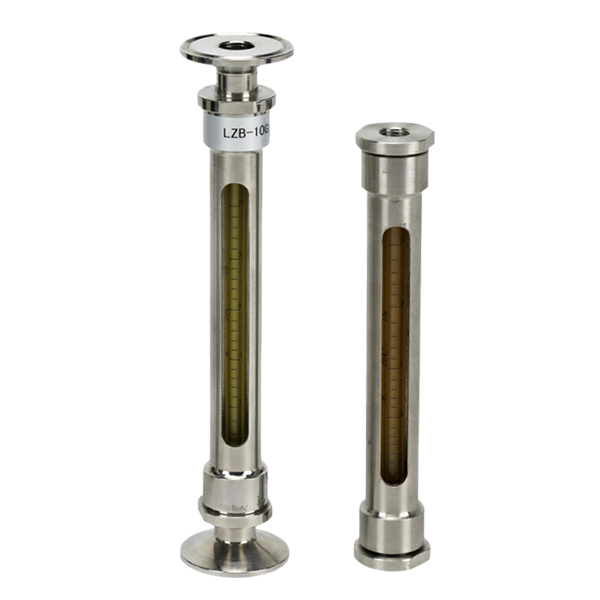 Two SR LZB-G pipeline series glass tube rotameters.