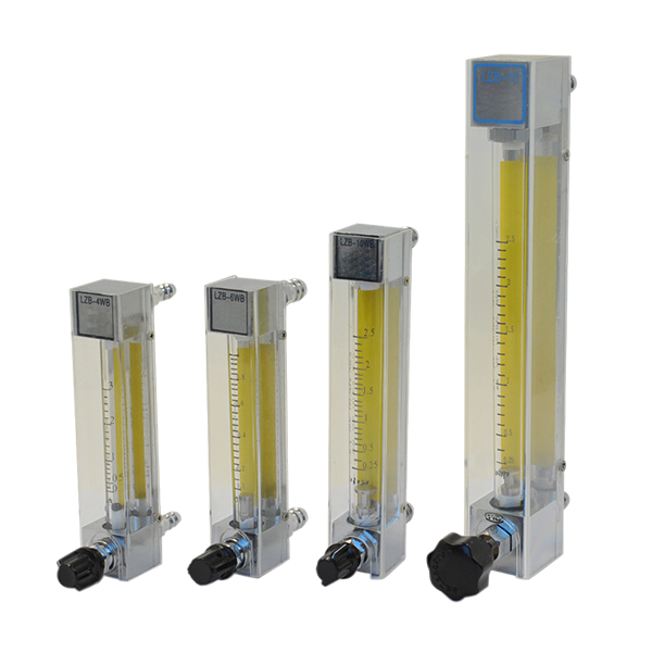 Four SR LZB-WB series glass tube rotameters.