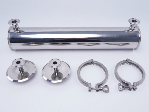The detailed components of clamp type stainless steel membrane housing with metal end.