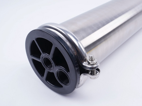 A detail of clamp type stainless steel membrane housing with plastic end